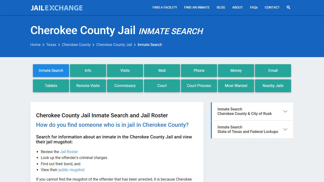 Inmate Search: Roster & Mugshots - Cherokee County Jail, TX