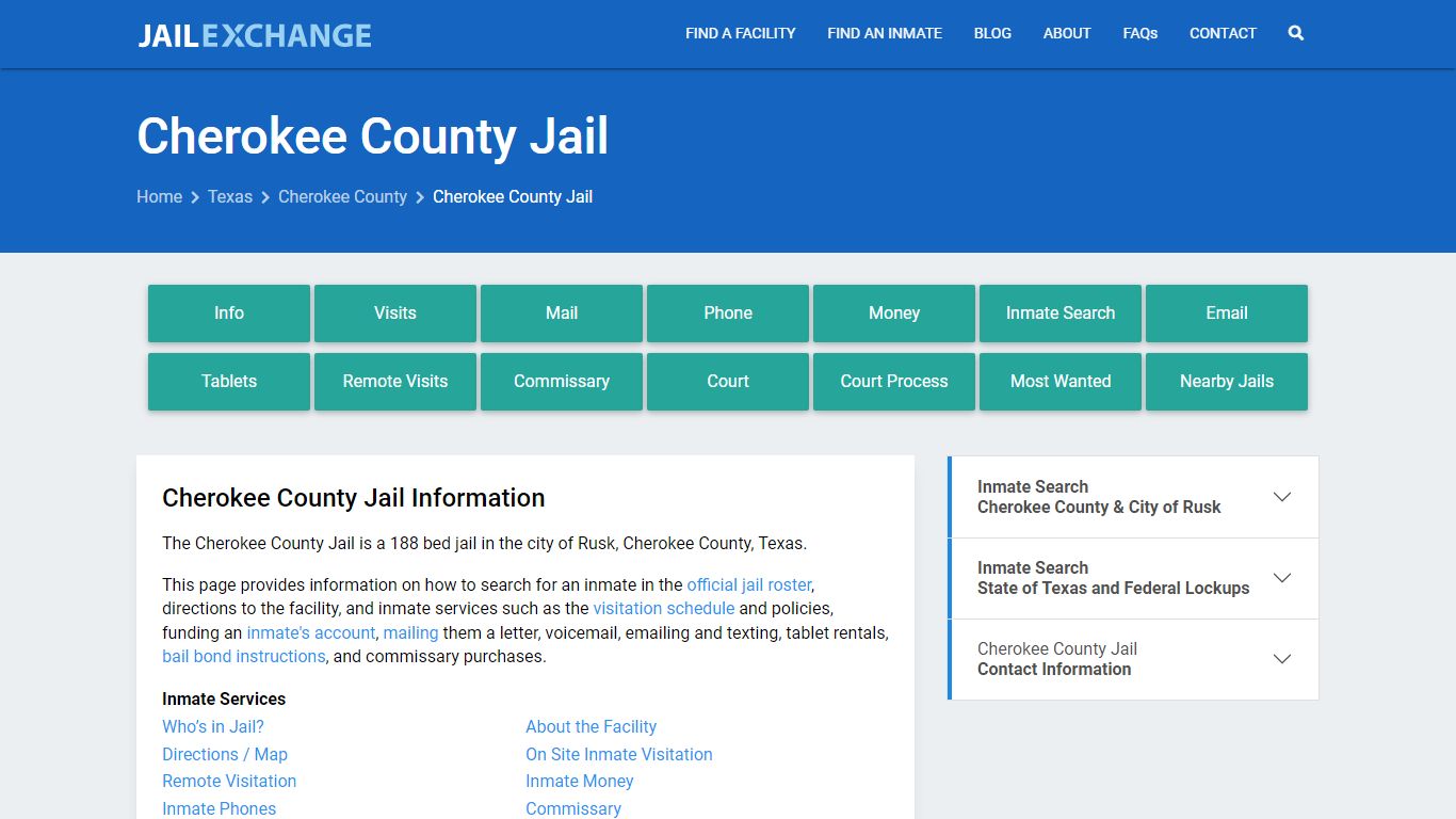 Cherokee County Jail, TX Inmate Search, Information